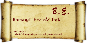 Baranyi Erzsébet névjegykártya